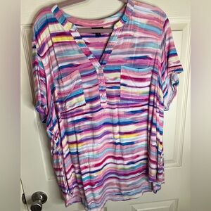 Torrid Colorful Striped Harper Dress Button-Front Blouse size 4X